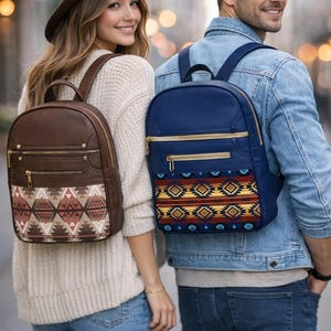 PU Leather Backpack – Southwestern Tribal Design