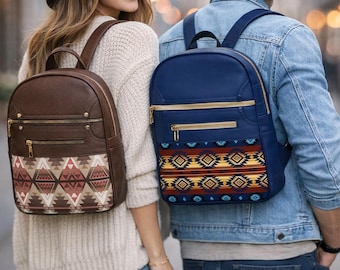 PU Leather Backpack – Southwestern Tribal Design