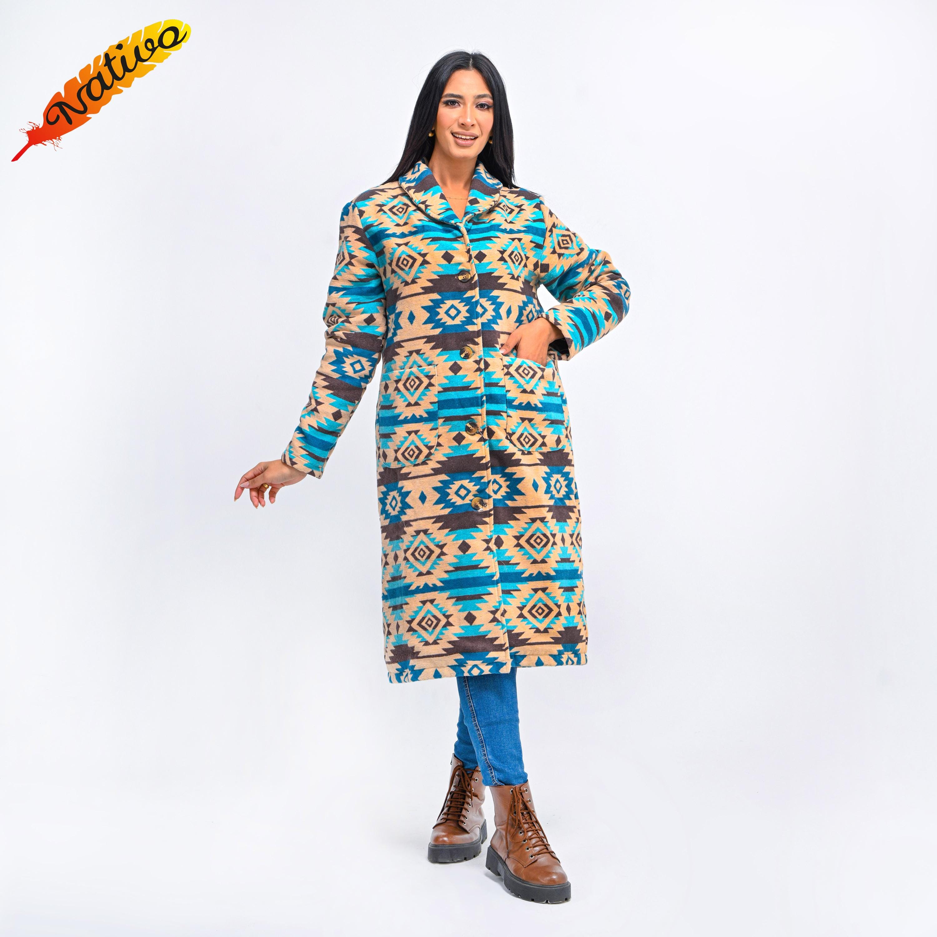 Aztec Pattern Long Flannel Coat - Etsy