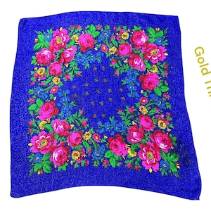 Metallic Traditional Floral Print Scarf