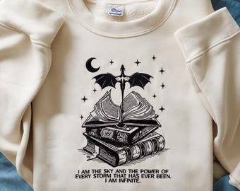EMBROIDERED Fourth Wing I Am Infinite Sweatshirt, Fourth Wing Inspired Sweater, Basgiath War College Fan Gift, Fantasy Book Lover Shirt