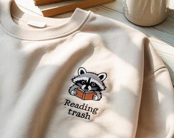 Geborduurd sweatshirt met leesprullenbak, shirt roetvlek, shirt romantiek lezer, cadeau smut minnaar, shirt leesgrage, shirt boekenliefhebber, shirt pittig boek, shirt pittig boek