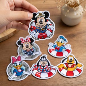 Conjunto de parches bordados de Disney Cruise, parches náuticos de Mickey y Minnie, accesorios para atuendos de Disney Cruise, parches termoadhesivos con temática marinera.