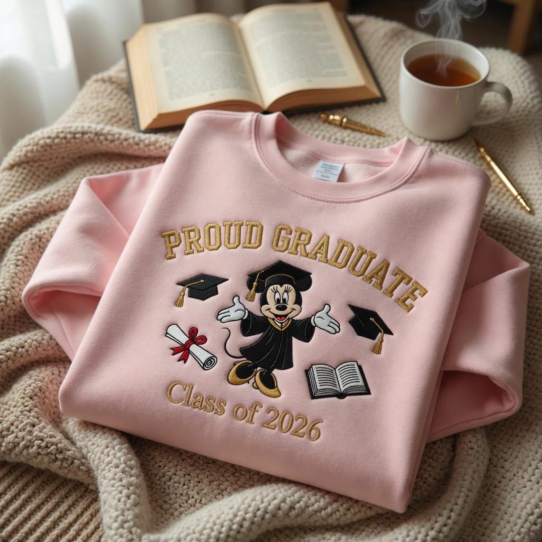 Spring Graduation Sweater Disney Graduation Embroidered Sweatshirt, Proud Graduate Class of 2026 ...