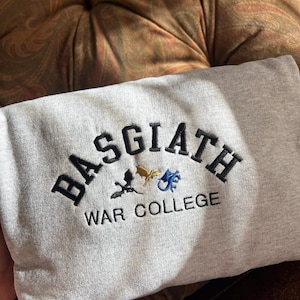 Basgiath War College Sweatshirt - Fourth Wing Inspired Embroidered Crewneck, Fantasy Dragon Pullover
