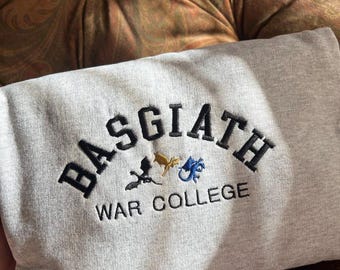 Basgiath War College Sweatshirt - Fourth Wing Inspired Embroidered Crewneck, Fantasy Dragon Pullover
