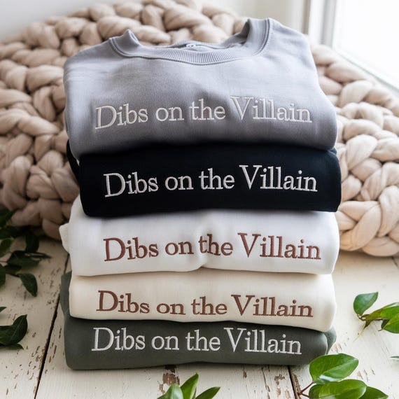 Embroidered Dibs on the Villain Shirt, Dark Romance Shirt For Fantasy Readers, Villain Era Tee With Enemies To Lovers Aesthetic, Book Club