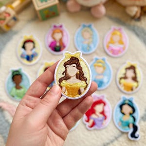 Disney Princesses Embroidered Patch, Fairytale Anna Elsa Aurora Tiana Jasmine Cinderella Belle Ariel Iron On Jacket Hats Bags, Gift For Her