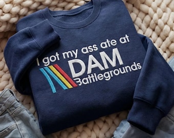 Sudadera bordada "Me comieron el culo en Dam Battlegrounds", camiseta de Survival Evolved, camiseta de ARC Raiders, camiseta de videojuegos, regalo para gamers