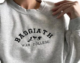 Sudadera con bordado de Basgiath War College, sudadera Fourth Wing, sudadera Bookish, Dragon Rider, camiseta Fourth Wing, Violet Sorrengail