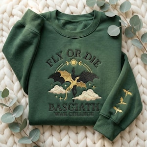 Embroidered Basgiath War Collage Sweatshirt, Book Dragon Sweater, Fantasy Book Shirt, Riders Quadrant Shirt, Fourth Wing Shirt, Dragon Rider