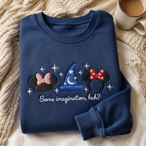 Some Imagination Huh Shirt, Embroidered Mickey Fantasia Sweatshirt, Coquette Bow Apparel, Magic Kingdom Tee, Disneyland Trip Outfit image 7