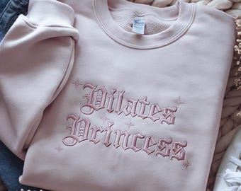 EMBROIDERED Pilates Instructor Sweatshirt, Pilates Princess Sweatshirt, Cute Pilates Crewneck, Cozy Gym Sweatshirt, Fitness Girl Aesthetic