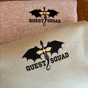Quest Squad EMBROIDERED Sweatshirt, Fourth Wing Sweatshirt, Bookish Sweatshirt, Iron Flame sweatshirt, Onyx Storm, Fantasy, Dragons