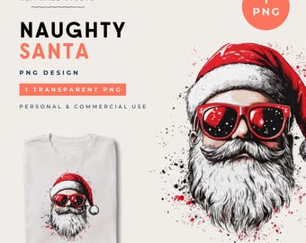 Cool Santa PNG | Christmas Clipart | Santa Sublimation PNG | Commercial Use