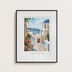 Santorini Greece Digital Download Print | Watercolour Poster | Home Decor | Printable Wall Art | Travel Poster
