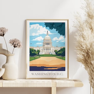Washington D.C. USA America Digital Download Print | Watercolour Poster | Home Decor | Printable Wall Art | Travel Poster | Famous Landmarks