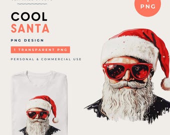 Retro Santa PNG | Christmas Shirt Design, Sublimation, DTF Transfer (Commercial Use)