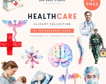 Healthcare Clipart | Medical PNG Bundle | Nursing Graphics | Commercial Use