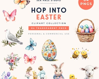 Easter Clipart | Spring PNG Bundle | Easter Bunny Graphics | Commercial Use