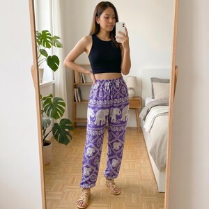 Thai Elephant Harem Pants - Boho Hippie Yoga Trousers, Loose Fitting Free Size Festival Clothing
