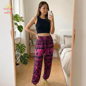 Thai Elephant Harem Pants - Boho Hippie Yoga Trousers, Loose Fitting Free Size Festival Clothing