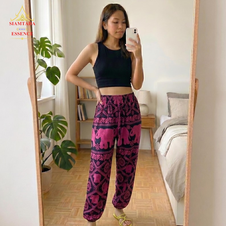 Thai Elephant Harem Pants - Boho Hippie Yoga Trousers, Loose Fitting Free Size Festival Clothing
