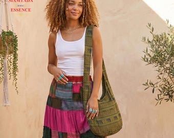 Boho Hippie Market Bag, Hobo Crossbody Festival Bag | Authentic Handmade Gift from Thailand.