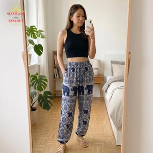 Thai Elephant Harem Pants - Boho Hippie Yoga Trousers, Loose Fitting Free Size Festival Clothing