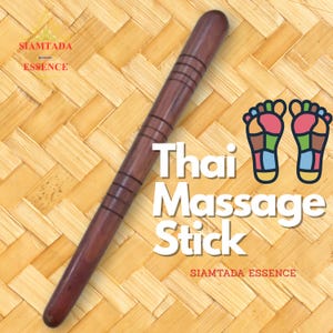 Bastón de masaje tailandés de madera para pies y manos, herramienta tradicional de reflexología, artículo de bienestar hecho a mano.