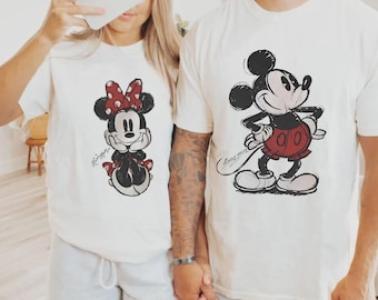 Comfort Colors Mickey and Minnie Signatures Shirt,Disney Vacation 2026 Shirt, Disneyworld 2026 Shirt, Classic Disney Shirt, Honeymoon Shirts