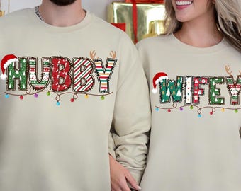 Sweat-shirt de Noël mari et femme, chemise de Noël des jeunes mariés, chemise de Noël de mariage, chemise mari et femme, premiers vacances de Noël en couple
