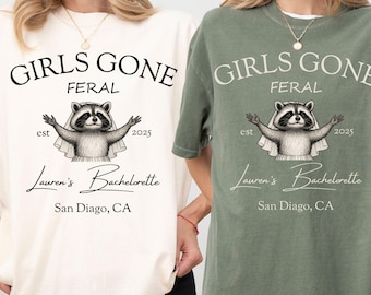 Girls Gone Feral Bachelorette party shirt, Feral Raccoon Bride Tshirt, Comfort Colors tee, Bridal Party gifts, Custom Bachelorette
