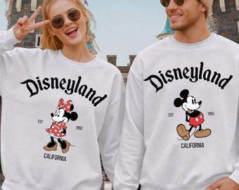 Disneyland Retro Mickey Minnie Couple Matching Shirt, Vintage Disneyland Couple Shirt, Disney Classic Minnie Mouse Pose Shirt Sweatshirt