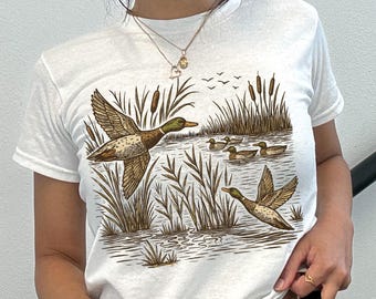 Retro fliegende Stockenten Enten-T-Shirt, Enten-Jagd-Baby-T-Shirt, Enten-Jäger-Baby-T-Shirt, Stockenten-T-Stück, Fallen-Enten-Shirt, Baby-T-Shirt