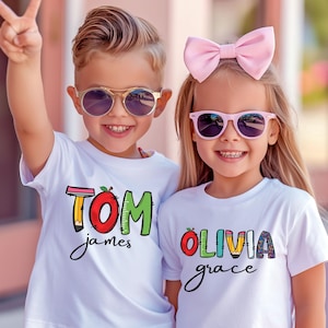 Custom Kids Name With Daisies T-Shirt Back To School Shirt Shirt, Toddler Girl First Day of School Tee Floral Kindergarten Shirt With Name