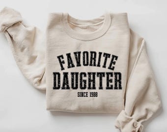 Sweat-shirt préféré pour fille : col rond douillet tendance automnal, sweat à capuche cadeau pour fille, col rond anniversaire fille