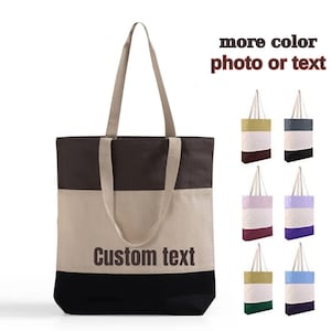 Customized Canvas Tote Bag for Weddings Events and Promotions - Personalized with Logo or Photo - Color Options Tri-Color Canvas Tote Bag