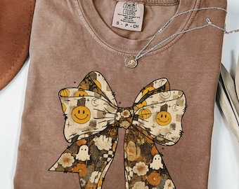 Comfort Colors Fall Collage Shirt: Boho Floral Pumpkin, Halloween Tee