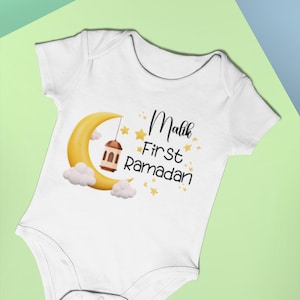 Custom My First Ramadan Baby Bodysuit,Personalized Ramadan Baby Shirt,1st Ramadan Toddler,Girl and Boy Onesie, Islamic Eid Gift, Muslim Baby