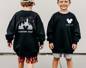 Sudadera con capucha de Disney personalizada de manga larga a juego para niños, sudadera de vacaciones de Disney, sudadera con capucha para viajes a Disneyworld, sudadera con capucha de bolsillo para niños pequeños de Disneyland