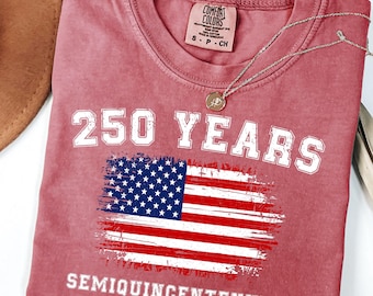Comfort Colors® Retro Usa 250 Shirt, Independence Day Shirt, Celebrate 250th Anniversary Shirt Usa Flag Tee 4th of July Shirt Patriotic Gift