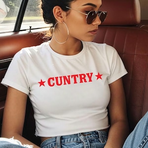 Camiseta vaquera de Cuntry, camiseta del oeste, camiseta de despedida de soltera del oeste, atuendo de rodeo, camiseta corta - Camiseta de bebé Y2K, camiseta corta, generación Z