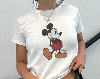 Retro Mickey Disney Baby Tee, Classic Mickey Baby Tee, Y2k 90s Style Mickey Mouse Tee