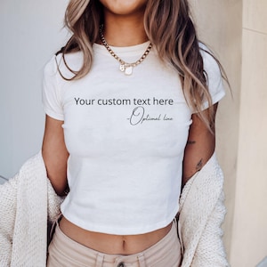 Camiseta de bebé universitaria, camiseta de bebé personalizada, camiseta de bebé, camiseta corta, camiseta Y2K, tops de vaquero Carter, camiseta con texto personalizado, camiseta Y2K con texto personalizado, texto personalizado