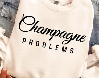 Sudadera "Problemas con el champán", divertida camiseta para amantes del champán, camiseta de la temporada de mimosa, sudadera con capucha para celebrar, regalo para novia