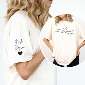 I Wear My Heart On My Sleeve Shirt, Mothers Day Shirt, Mom Shirt with Kids Name on Sleeve, Custom Mothers Day Gift, Birthday Gift