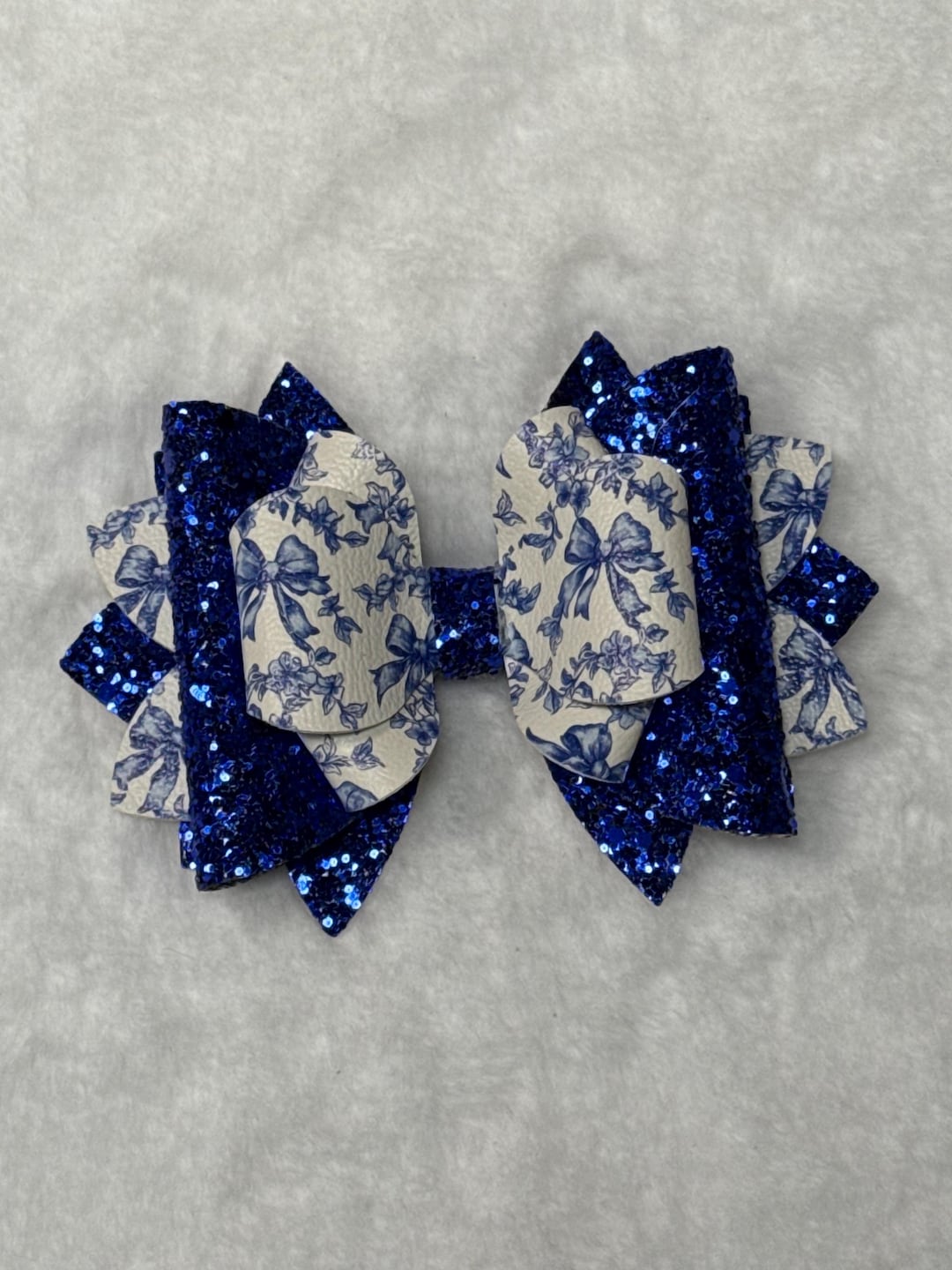 Royal Blue & White Glitter Coquette Ribbon Tumbler Bow—fits Popular ...