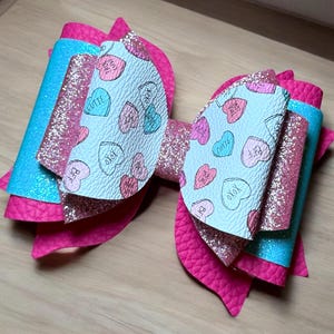 Conversation hearts pink and blue bow for  Ruby Hearts, Sweet Hearts, Valentine’s Day Fits popular tumbler brands