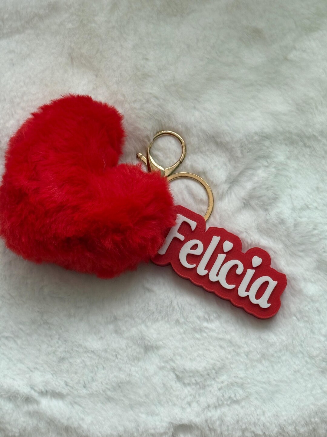 Personalized With Name & Fluffy Heart Valentine’s Day Keychain ...
